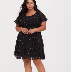 Torrid Fox Print Black Fit & Flare Mini Dress 18
